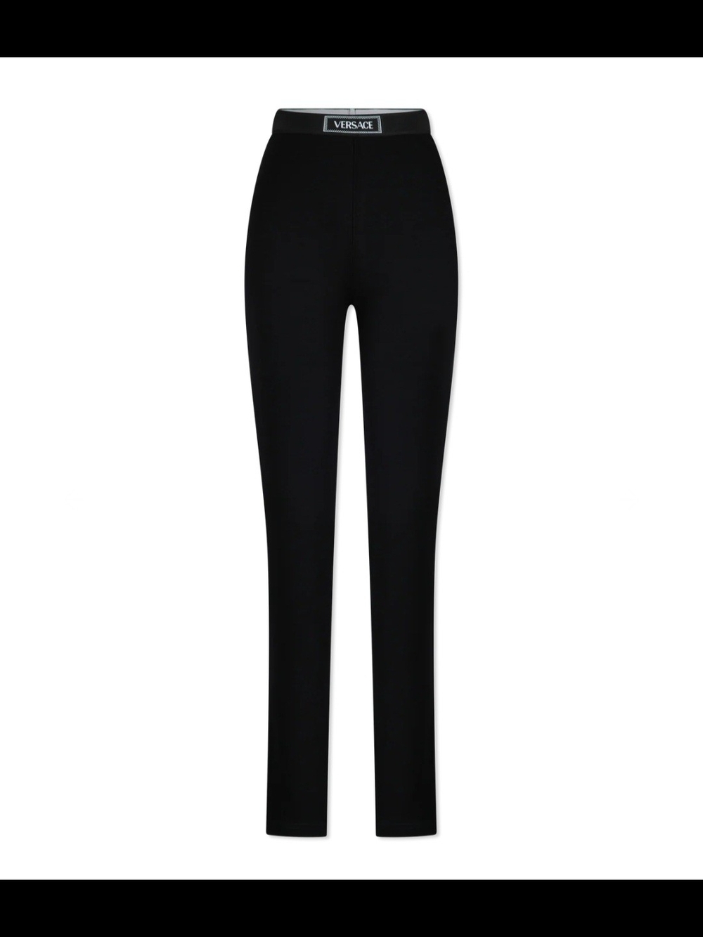 Versace Black High-Rise Leggings with Logo Waistband